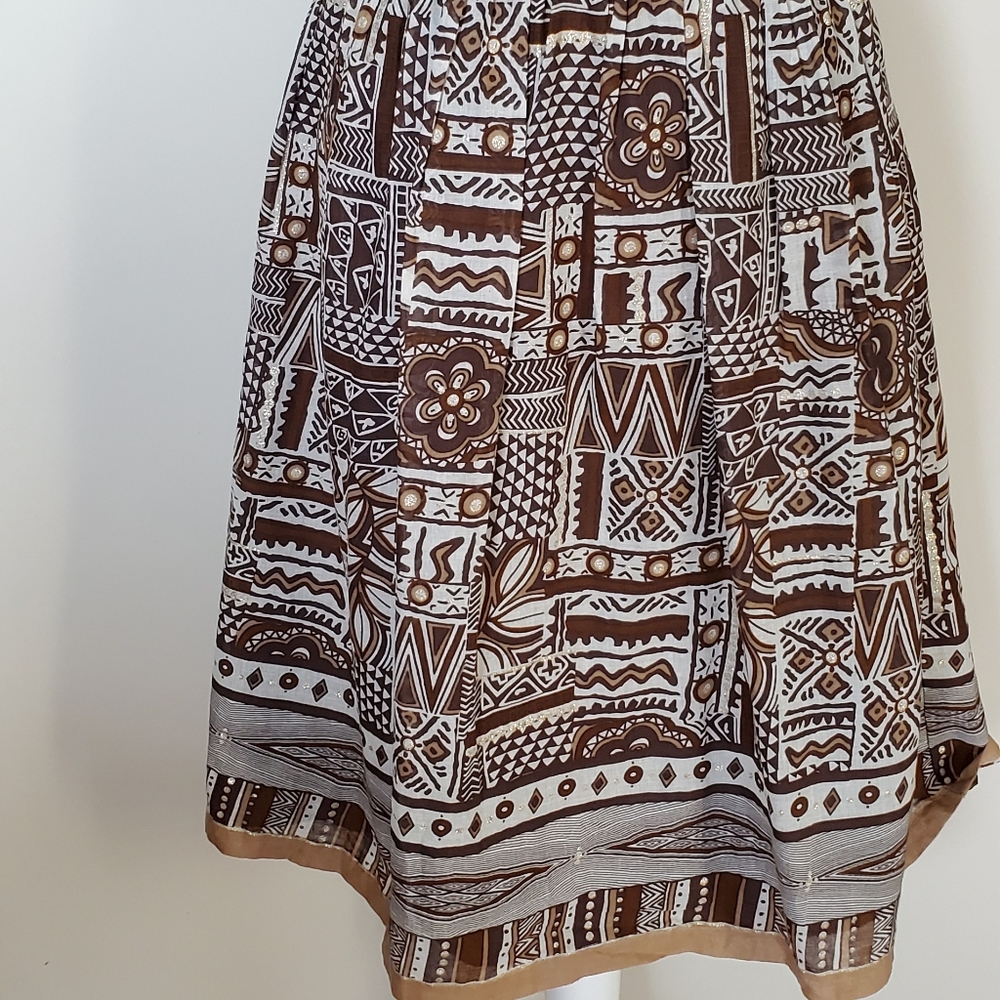 Dressbarn Brown, White, and Gold Dress Sz. 10 - Picture 3 of 7